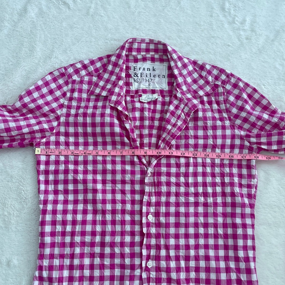 Frank & Eileen Barry Pink Gingham Check Italian Cotton Button Down Shirt Small - Picture 6 of 10
